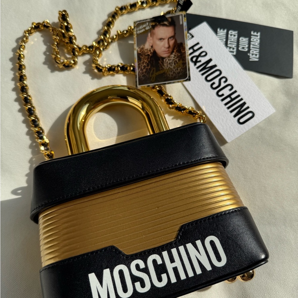 Moschino Black and Gold Padlock Bag